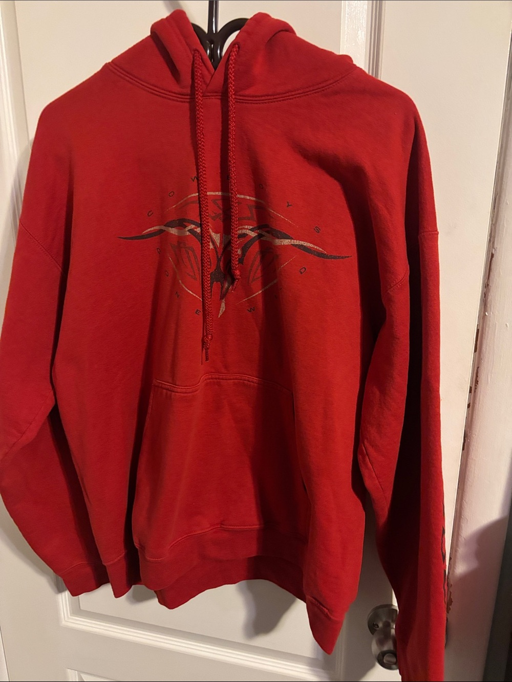 Men's Red Graphic Hooded Pullover Sweatshirt